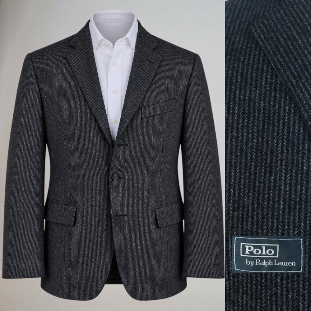 Polo Ralph Lauren Italy Wool Cashmere 42R Steel Gray Sport Coat Flannel 3/2 Roll